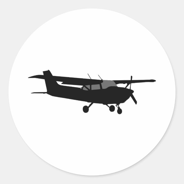 Aircraft Classic Cessna Black Silhouette Flying Round Sticker (Front)