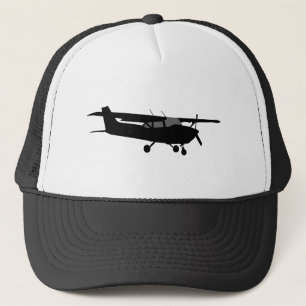 Aircraft Classic Cessna Black Silhouette Flying Trucker Hat