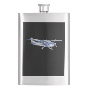Aircraft Classic Cessna Silhouette Flying on Black Hip Flask