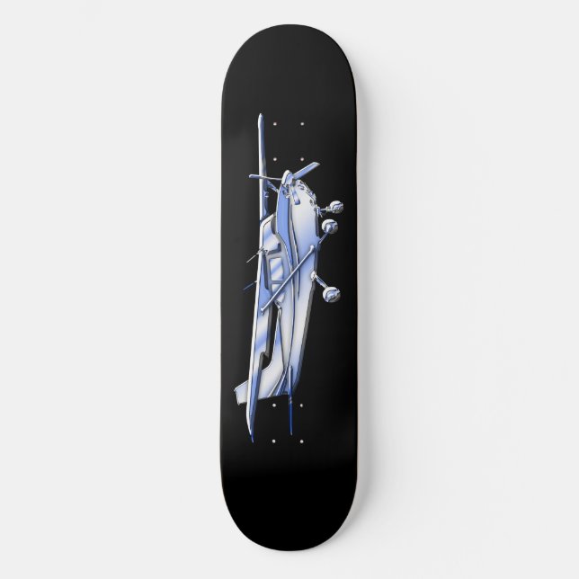 Aircraft Classic Cessna Silhouette Flying on Black Skateboard (Front)
