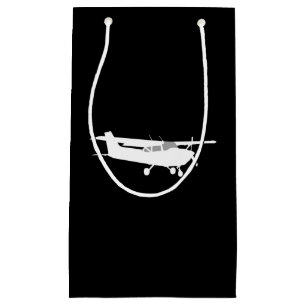 Aircraft Classic Cessna Silhouette Flying on Black Small Gift Bag
