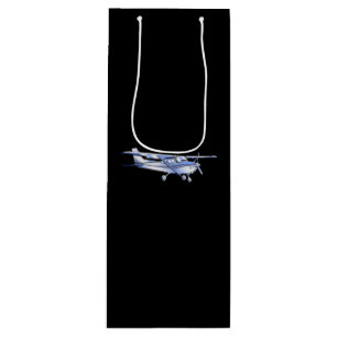 Aircraft Classic Cessna Silhouette Flying on Black Wine Gift Bag