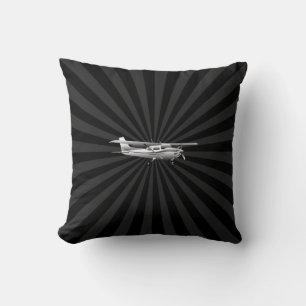 Aircraft Classic Cessna Silhouette Flying Sunburst Cushion