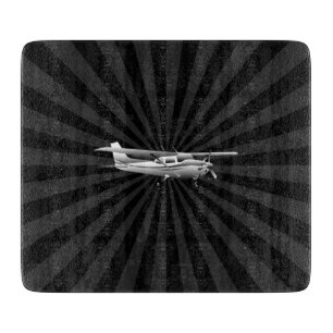 Aircraft Classic Cessna Silhouette Flying Sunburst Cutting Board