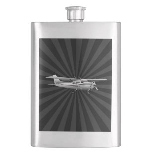 Aircraft Classic Cessna Silhouette Flying Sunburst Hip Flask