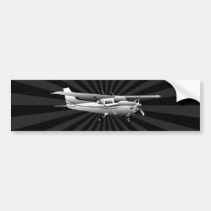 Aircraft Classic Cessna Silhouette Sunburst Bumper Sticker