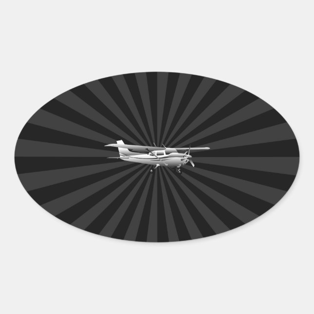 Aircraft Classic Cessna Silhouette Sunburst Oval Sticker (Front)