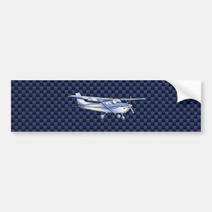 Aircraft Classic Chrome Cessna Flying Carbon Fibre Bumper Sticker