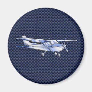 Aircraft Classic Chrome Cessna Flying Carbon Fibre Magnet