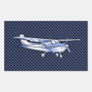 Aircraft Classic Chrome Cessna Flying Carbon Fibre Rectangular Sticker