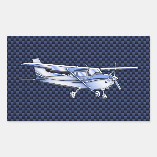 Aircraft Classic Chrome Cessna Flying Carbon Fibre Rectangular Sticker (Front)