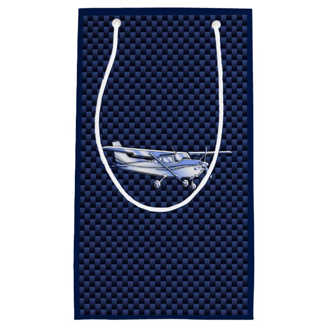 Aircraft Classic Chrome Cessna Flying Carbon Fibre Small Gift Bag (Front)