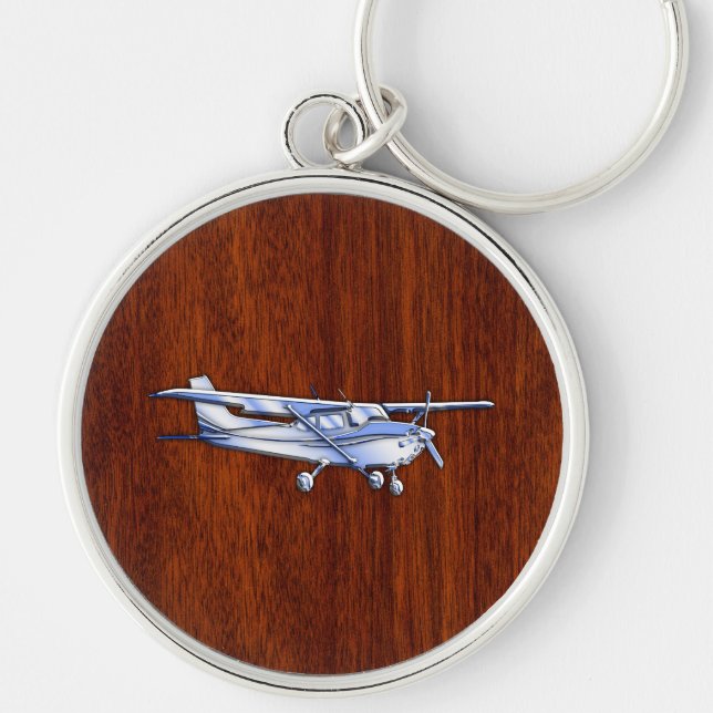 Aircraft Classic Chrome Cessna Flying Mahogany Key Ring (Front)