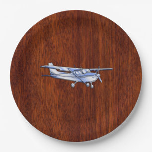 Aircraft Classic Chrome Cessna Flying Mahogany Paper Plate