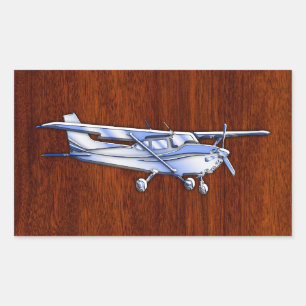Aircraft Classic Chrome Cessna Flying Mahogany Rectangular Sticker