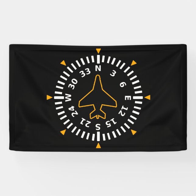Aircraft Compass Flight Instrument Banner (Horizontal)