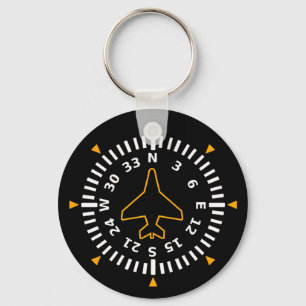 Aircraft Compass Flight Instrument Key Ring