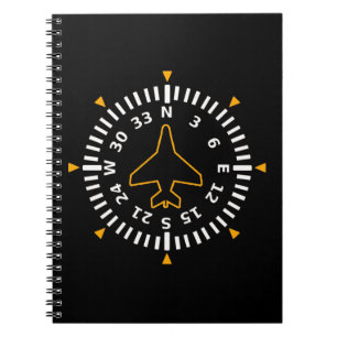 Aircraft Compass Flight Instrument Notebook