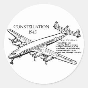 Aircraft Constellation Classic Round Sticker