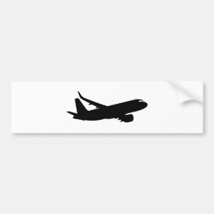 Aircraft Jet Liner Black Silhouette to customise Bumper Sticker