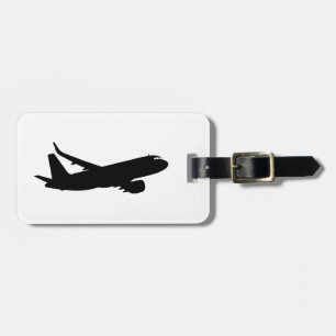 Aircraft Jet Liner Black Silhouette to customise Luggage Tag