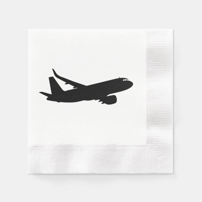 Aircraft Jet Liner Black Silhouette to customise Napkin (Front)