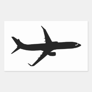 Aircraft Jetliner Black Flight Customise Colour Rectangular Sticker