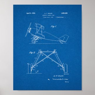 Aircraft Landing Gear Patent - Blueprint Poster