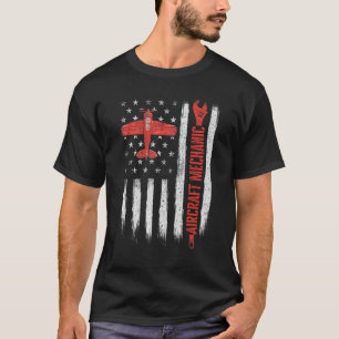 Aircraft Mechanic American Flag Plane Aviation Te T-Shirt