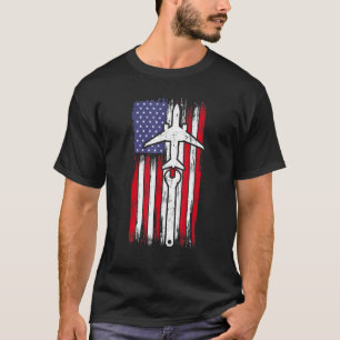 Aircraft Mechanic Aviation Usa Flag T-Shirt