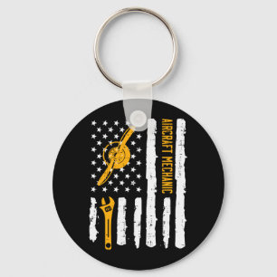 Aircraft Mechanic Flag 4th Of July Patriot Men Key Ring