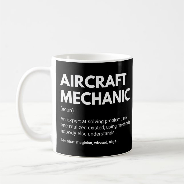Aircraft Mechanic Funny Engineer Definition Coffee Mug (Left)