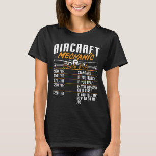 Aircraft Mechanic Hourly Rate Plane Fix Aviation T-Shirt