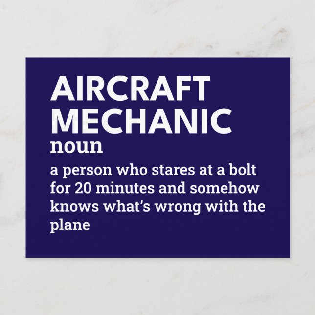 Aircraft Mechanic – Job Definition Card (Front)