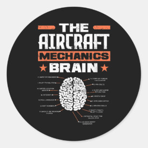 Aircraft Mechanics Brain Aviation Funny Aircraft M Classic Round Sticker