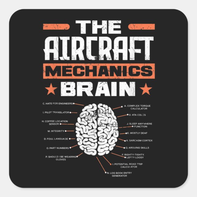 Aircraft Mechanics Brain Aviation Funny Aircraft M Square Sticker (Front)