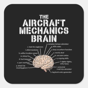 Aircraft Mechanics Brain  Aviation Gift Square Sticker