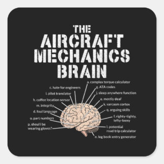 Aircraft Mechanics Brain Aviation Gift Square Sticker