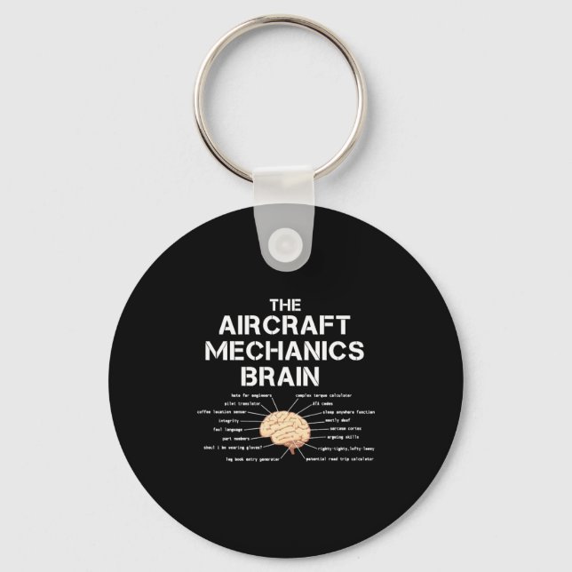 Aircraft Mechanics Brain Funny Aeroplane Helicopte Key Ring (Front)