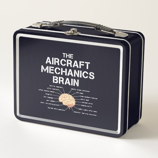 Aircraft Mechanics Brain Funny Aeroplane Helicopte Metal Lunch Box (Front)