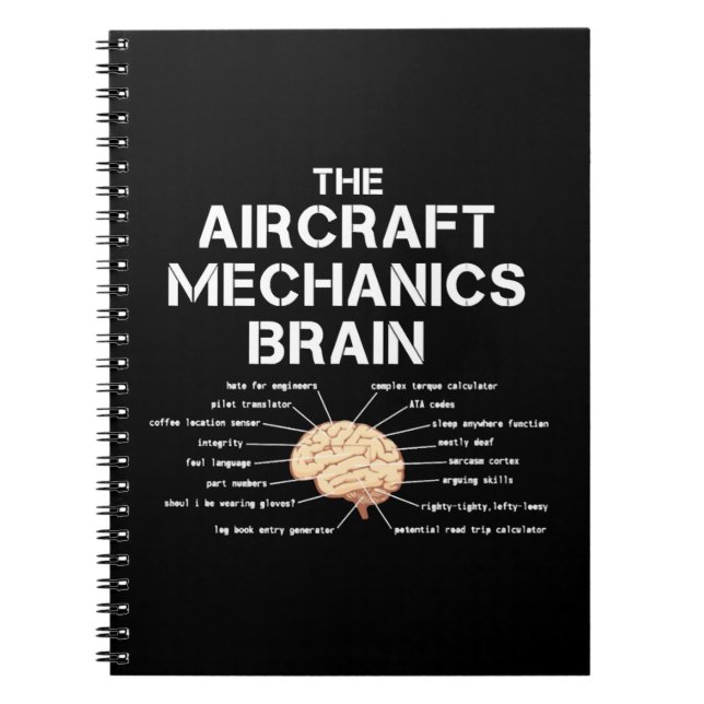 Aircraft Mechanics Brain Funny Aeroplane Helicopte Notebook (Front)
