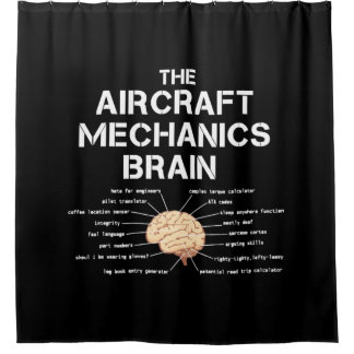Aircraft Mechanics Brain Funny Airplane Helicopter Shower Curtain