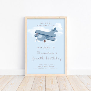 Aircraft Pilot Boy's Birthday Welcome Sign Poster
