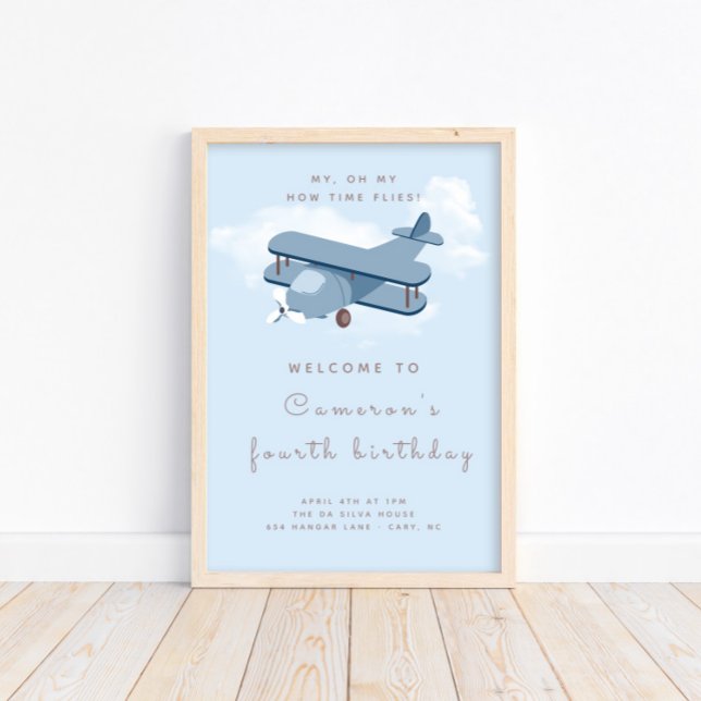 Aircraft Pilot Boy's Birthday Welcome Sign Poster (Creator Uploaded)