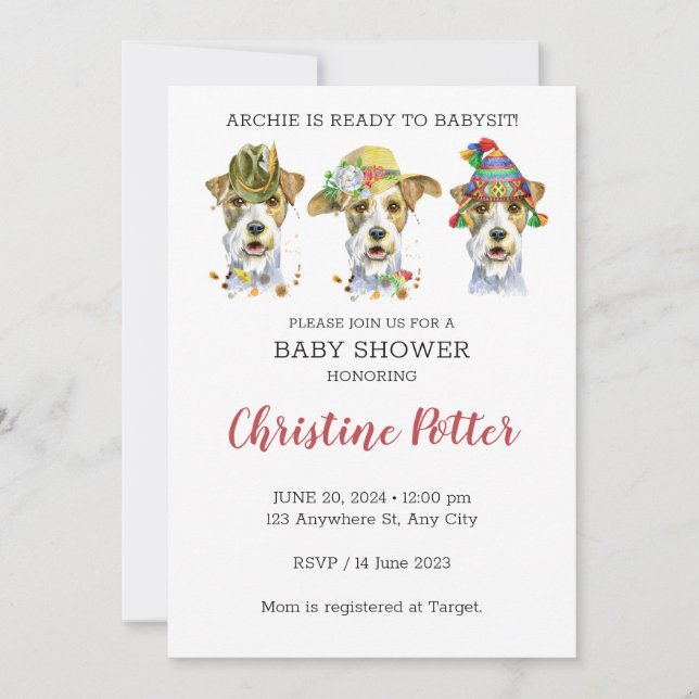 Airdale Terrier Puppy Theme Baby Shower Invitation (Front)