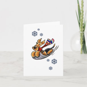 Aire-Sledding Airedale Terrier Holiday Card