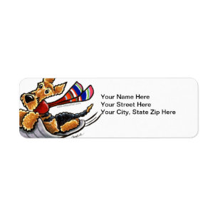 Aire-Sledding Airedale Terrier Return Address Label