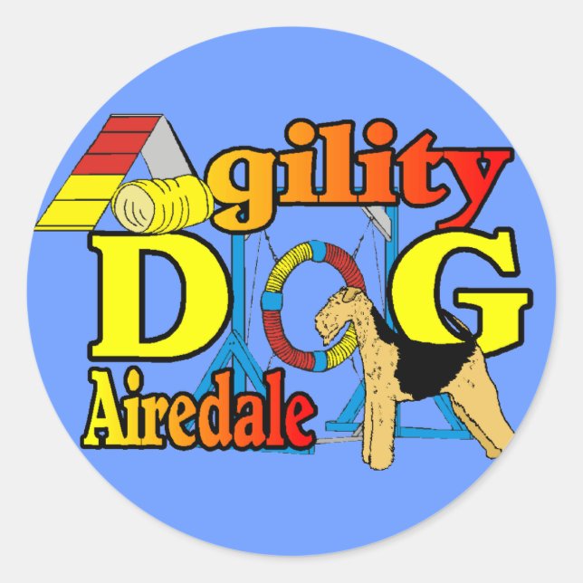Airedale_Agility Gifts Classic Round Sticker (Front)