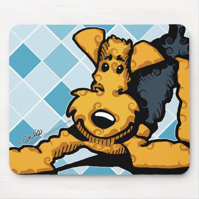 Airedale at Play Mouse Pad (Front)