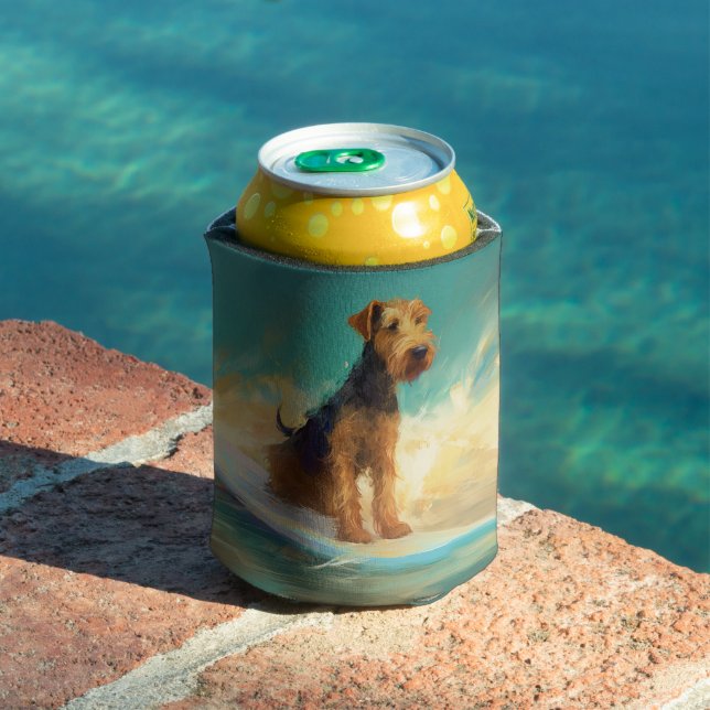 Airedale Beach Surfing Painting  Can Cooler (In Situ Pool)